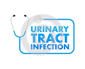 UTI - Urinary tract infection label, medical concept. Vector stock illustration.