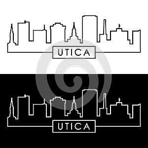 Utica city skyline. Linear style.