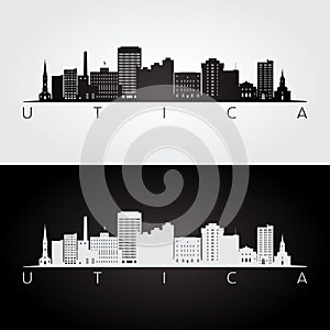 Utica USA skyline and landmarks silhouette