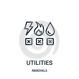 utilities icon vector from removals collection. Thin line utilities outline icon vector illustration. Linear symbol for use on web