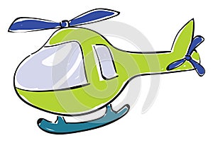 A utility aircraft/A small green helicopter, vector or color illustration