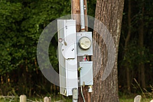 Utility box on power pole