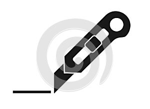 Utility knife and cut line vector icon