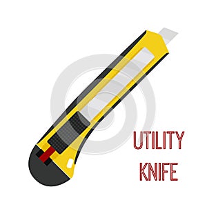 Utility knife, cutter, stationary blade, razor. Cartoon flat style. Vector
