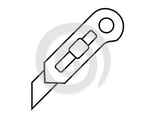 Utility knife vector line icon