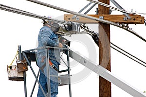 Utility line worker