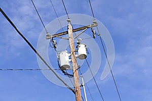 Utility pole & distribution transformer
