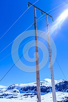 Utility pole in mountains