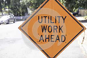 Utility Work Ahead Sign photo