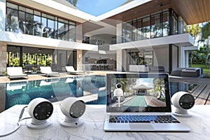 Utilize CCTV with data intelligence and sensors to enhance home security technology through advanced surveillance camera setups. photo