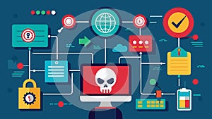 Utilizing advanced data forensics techniques to trace the source of a cyber attack back to its origin.. Vector photo