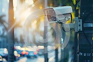 Utilizing outdoor surveillance cameras for security and facial recognition in smart cities. Concept