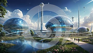 Utopian City with Organic Architecture photo