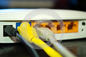 UTP Lan cables plugs in wifi router