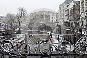 Winter Canals Bikes in Utrecht