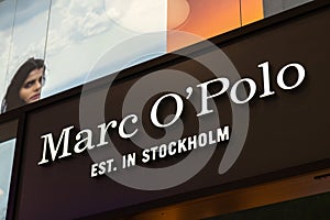 Marc O'Polo fashion shop, illuminated store logo