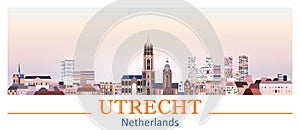 Utrecht skyline in bright color palette vector illustration