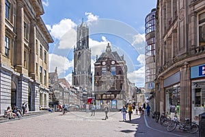 Utrecht streets and Dom tower, Netherlands
