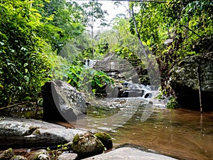 Uttaradit Province, Thailand - July, 24, 2023 : view along the way of Phu Soi Dao National Park, north of Thailand.