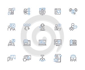 Utterance line icons collection. Expression, Phrase, Articulation, Verbalization, Language, Communication, Statement photo