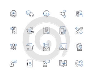 Utterance line icons collection. Speech, Talk, Expression, Vocalization, Articulation, Pronunciation, Linguistics vector