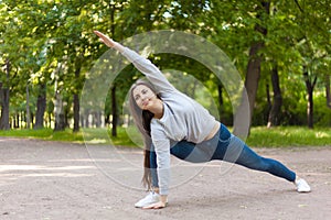 Utthita Parsvakonasana in park