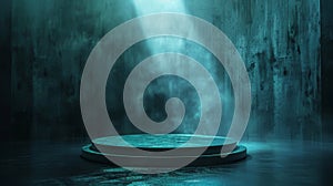 Dramatic Spotlight on Empty Concrete Podium