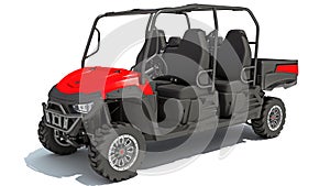 UTV Utility Vehicle 3D rendering on white background