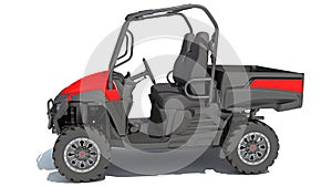 UTV Utility Vehicle 3D rendering on white background