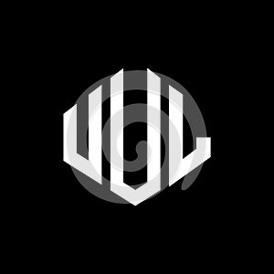 UUL letter logo design with polygon shape. UUL polygon and cube shape logo design. UUL hexagon vector logo template white and