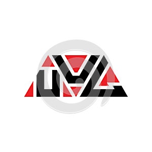 UUL triangle letter logo design with triangle shape. UUL triangle logo design monogram. UUL triangle vector logo template with red