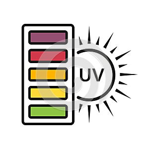 UV Index Icon. Danger Level of Sun Radiation Pictogram. Ultraviolet Rays Safety Symbol. Skin Care and Protection, Safe