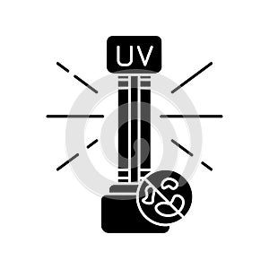 UV light disinfection black glyph icon