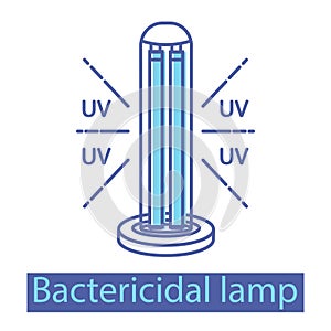 UV light disinfection color icon. Ultraviolet light sterilization of air and surfaces. Bactericidal lamp. Surface cleaning, photo