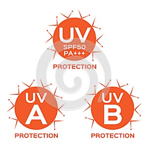 Uv logo , uva uvb and spf with orange color