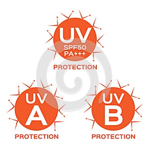 Uv logo , uva uvb and spf with orange color photo