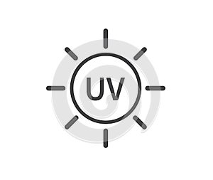 Uv protection icon on white background. thin line symbol. Vector illustration