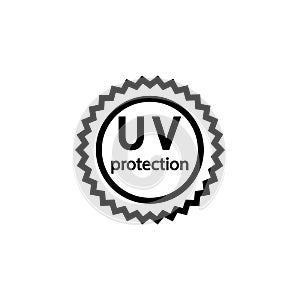 UV protection sign.Round sign in a zigzag circle