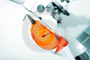 UV protective eyewear in a research laboratory