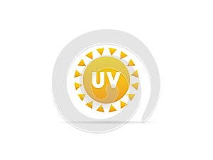 UV radiation icon, ultraviolet with sun logo symbol. vector illustration