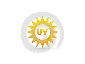 UV radiation icon, ultraviolet with sun logo symbol. vector illustration photo