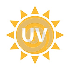 UV radiation icon vector solar ultraviolet light symbol for graphic design, logo, web site, social media, mobile app, ui