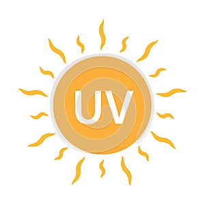 UV radiation icon vector solar ultraviolet light symbol for graphic design, logo, web site, social media, mobile app, ui