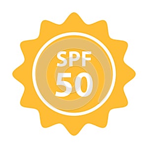 UV SPF 50 sun protection icon vector for graphic design, logo, web site, social media, mobile app, ui illustration