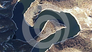 Uvac River Canyon and Meanders, Nature Preserve in West Serbia, Birdseye Aerial