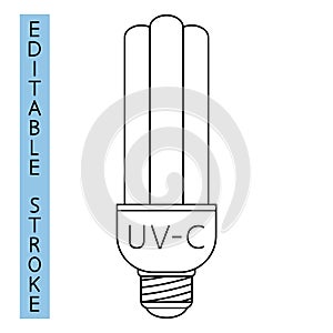 UVC light disinfection icon. Ultraviolet light sterilization of air and surfaces. Bactericidal lamp. Surface cleaning, medical