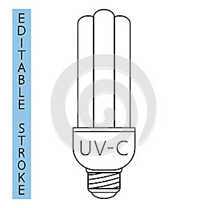 UVC light disinfection icon. Ultraviolet light sterilization of air and surfaces. Bactericidal lamp. Surface cleaning, medical photo