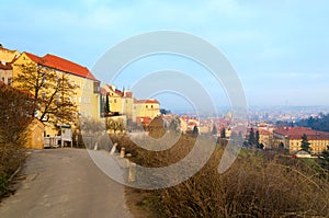 Uvoz Street in historic district of Prague, Czech Republic