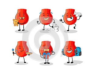 Uvula children group character. cartoon mascot vector