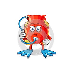 Uvula diver cartoon. cartoon mascot vector